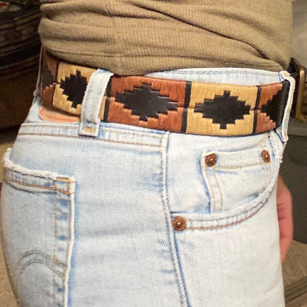 31.5-35.5 inch Southwestern leather belt